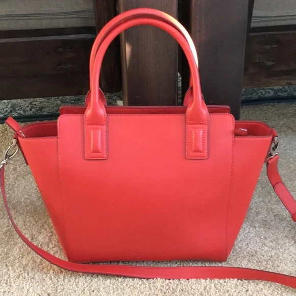 Vera Bradley dark orangish red faux leather zippered satchel. - Picture 4 of 12